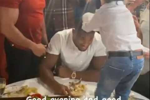 Watch as Anthony Joshua has plate smashed over HEAD while out with social media star Abdu Rozik for ..