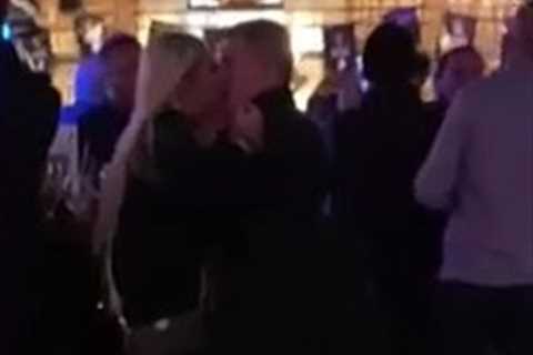 Boxing legend Ricky Hatton snogs mystery woman in pub after watching Man City’s draw with..
