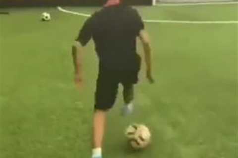 Watch Cristiano Ronaldo Jr replicate Man Utd star dad with trademark skill and finish before..