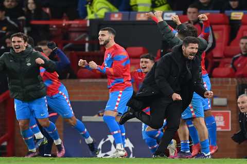 Diego Simeone PELTED with missiles by shameful fans as he runs for cover after sending Man Utd..