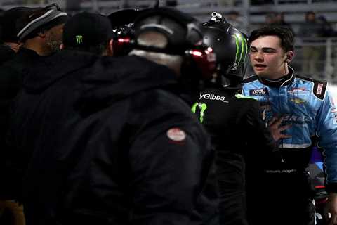 Watch NASCAR drivers Ty Gibbs and Sam Mayer trade punches as desperate officials try to break up..