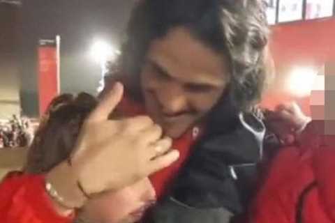 Edinson Cavani consoles crying Man Utd fan who told him ‘don’t leave’ after final game