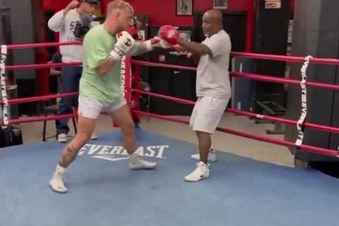 Watch Jake Paul show off explosive power and slick hand speed on pads ahead of YouTuber’s comeback..