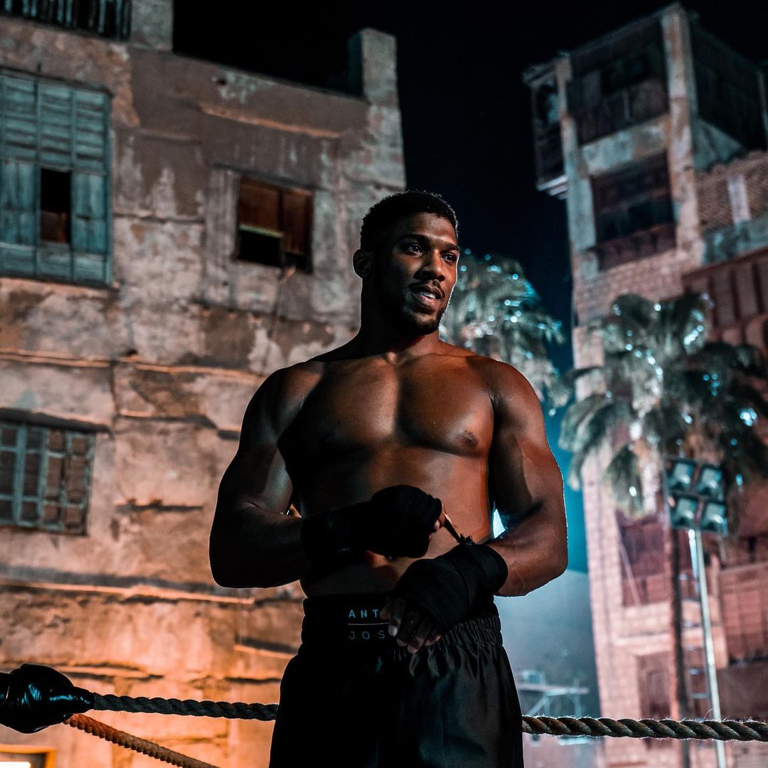 Anthony Joshua shows off ripped physique with still two months until fight as Brit shows off skills in Saudi Arabia