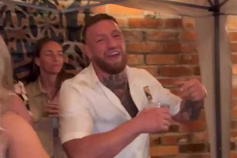 Conor McGregor parties in smoking area of his Black Forge Inn as UFC star dances with whiskey in..