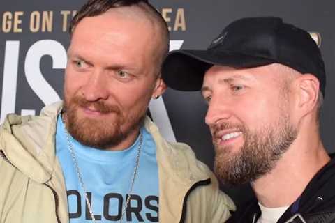 Watch Oleksandr Usyk’s brilliant reaction as Carl Froch makes joke about ‘fighting in front of 80..