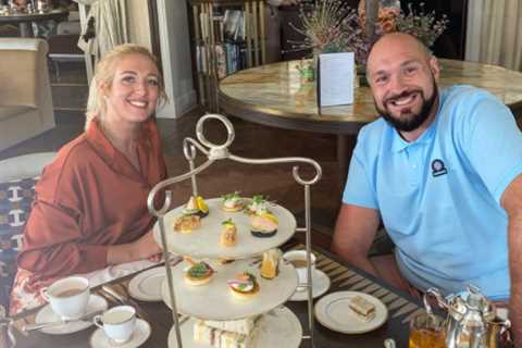 Tyson Fury and wife Paris head out for tea for two at swanky restaurant as Brit continues to enjoy..