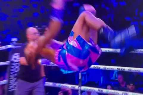 Watch Deen the Great hilariously FACE PLANT himself doing a backflip while celebrating his win on..