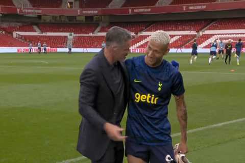 Watch feuding Jamie Carragher and Richarlison embrace despite Liverpool icon calling him out just..