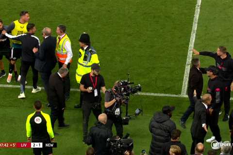 Jurgen Klopp in touchline bust-up with Newcastle bench as objects thrown towards Liverpool boss..