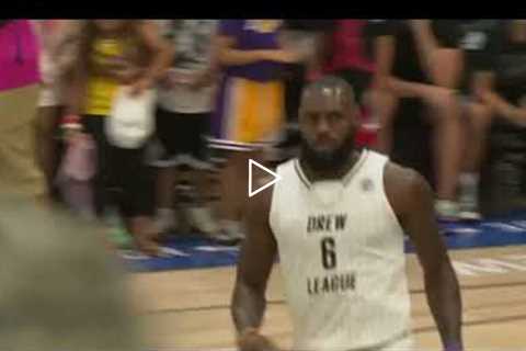 Crowd goes WILD after LeBron’s dunk in the Drew League 🗣💥