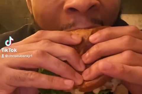 ‘Foodporn’ – Eubank Jr wolfs down burger dripping in fat just nine days before he has to weigh..