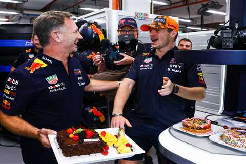 Max Verstappen given THREE cakes on 25th birthday as Red Bull star bids to celebrate early F1 title ..