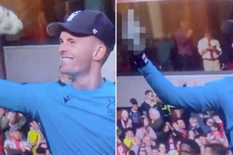 Man Utd loanee Dean Henderson spotted appearing to ‘give Liverpool fans middle finger’