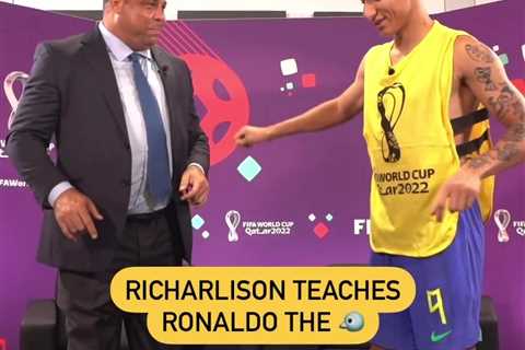 Watch Richarlison teach laughing Ronaldo how to do his pigeon dance after Brazil’s World Cup win..