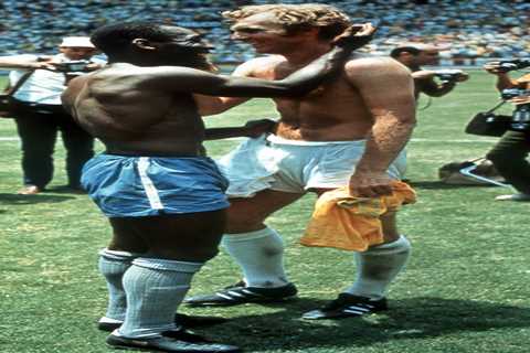 Pele and Bobby Moore swapping shirts at Mexico 70 is one of game’s most iconic images and great..