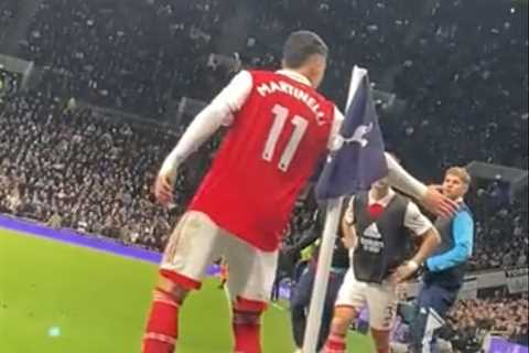 Watch moment Richarlison REFUSES to shake Arsenal star Martinelli’s hand in fiery North London derby