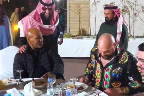 Mike Tyson joins Tyson Fury in sword dancing as boxing legends enjoy dinner in Saudi Arabia