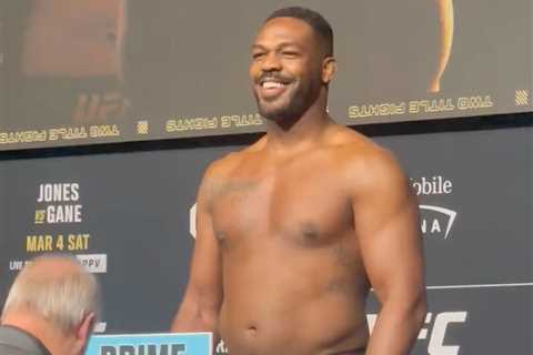 UFC 285: Watch jacked Jon Jones weigh in at 248lbs for heavyweight title bout with Gane after..