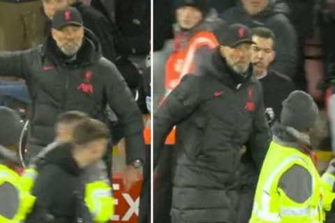 Jurgen Klopp loses cool at Liverpool fan pitch-invader who took out Andy Robertson