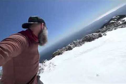 Snowboarding on Saddleback Mountain. California. March 2, 2023.