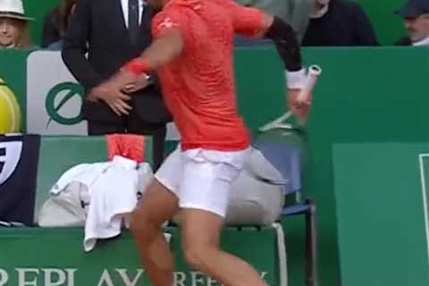 Watch Djokovic’s on-court MELTDOWN as he smashes racket in half by stamping on it and fans brand..