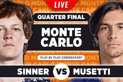 SINNER vs MUSETTI | Monte Carlo Masters 2023 Quarter Final | Live Tennis Play-by-Play Stream