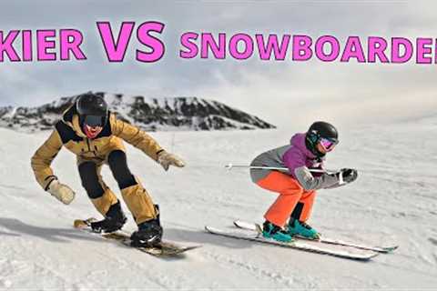 SKIER VS SNOWBOARDER | CAN A SKI RACER CATCH ME? | 4K