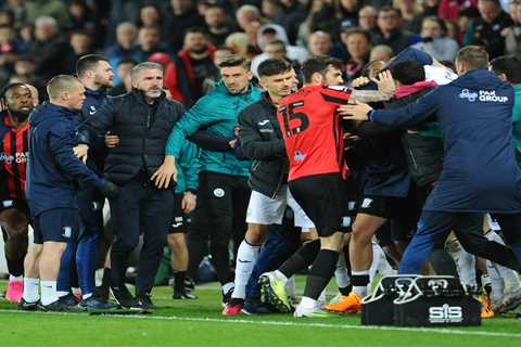 Watch moment huge 30-man brawl erupts in crazy Swansea vs Preston clash as subbed ex-Liverpool star ..