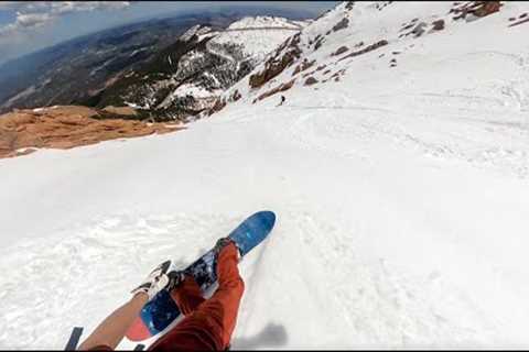 Snowboarding the Little Italy Couloir on Pike''s Peak