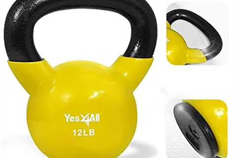 Yes4All Vinyl Coated Kettlebell with Protective Rubber Base, Strength Training Kettlebells for..