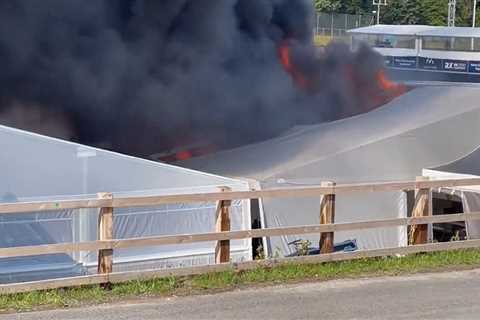 Fire erupts at Lydden Race Circuit  as black smoke billows from paddock