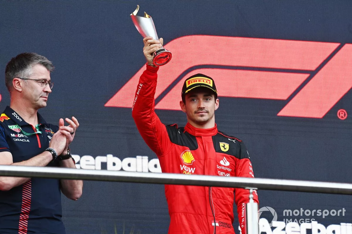 Video: Charles Leclerc’s message for Tifosi after podium finish in Baku | 2023 Azerbaijan GP