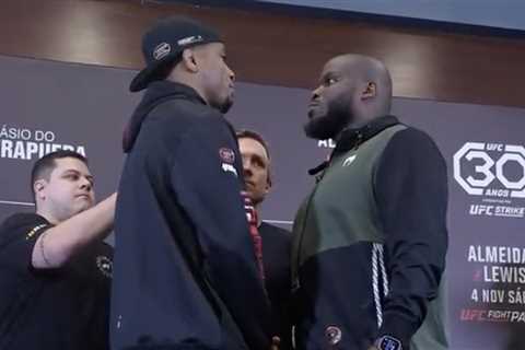 Face off! Derrick Lewis arrives for UFC Sao Paulo, promptly stares down Jailton Almeida (Video)