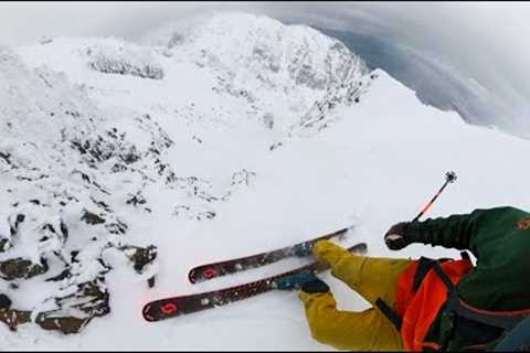 Skiing the Godoy Central Couloir in Tierra Del Fuego, Argentina