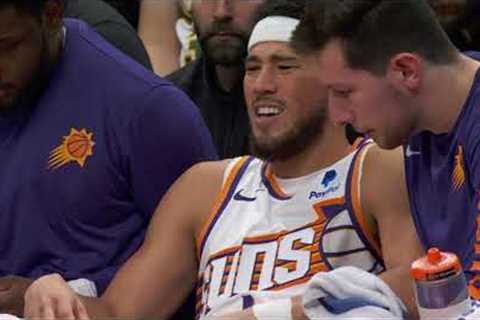 Devin Booker injured his ankle and limped off the floor 👀