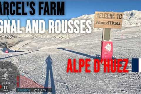 [4K] Skiing Alpe d''Huez, Marcel''s Farm - Signal and Rousses (Red), France, GoPro HERO11
