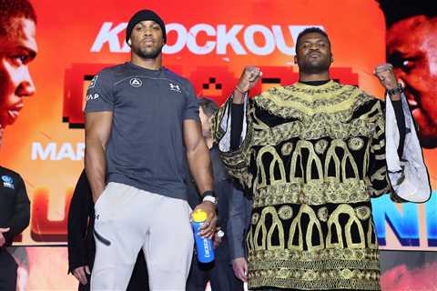 Photos: Anthony Joshua and Francis Ngannou face off ahead of their clash on March 8