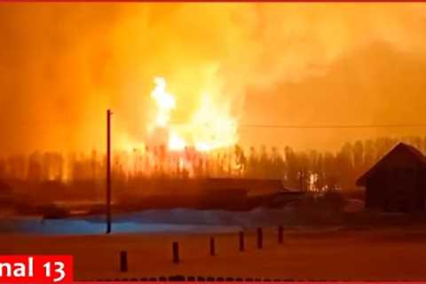 Strong blast in a gas pipeline in Russia -Fierce fire spread to freight train and residential houses