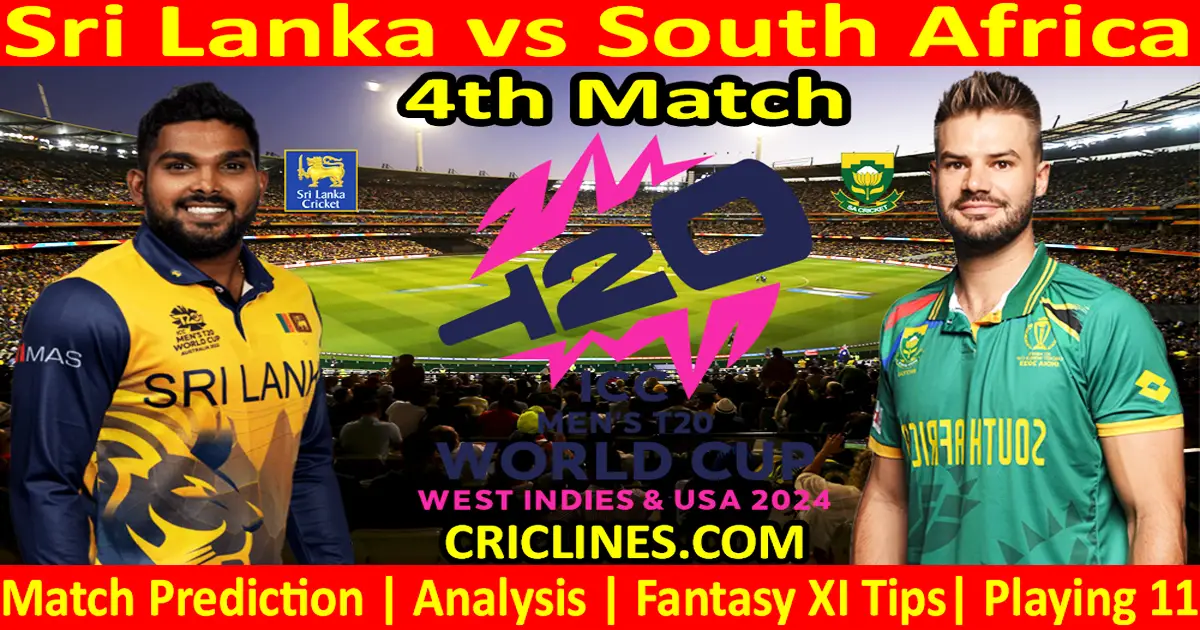 Today Match Prediction-SL vs SA-Dream11-ICC T20 World Cup 2024-4th Match-Who Will Win