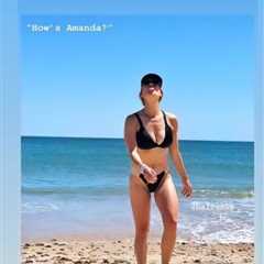 CBS star Amanda Balionis looks sensational in tiny bikini on beach as she misses Rory McIlroy’s US..