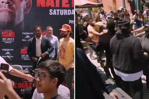 Jorge Masvidal brawls after Nate Diaz refuses presser faceoff