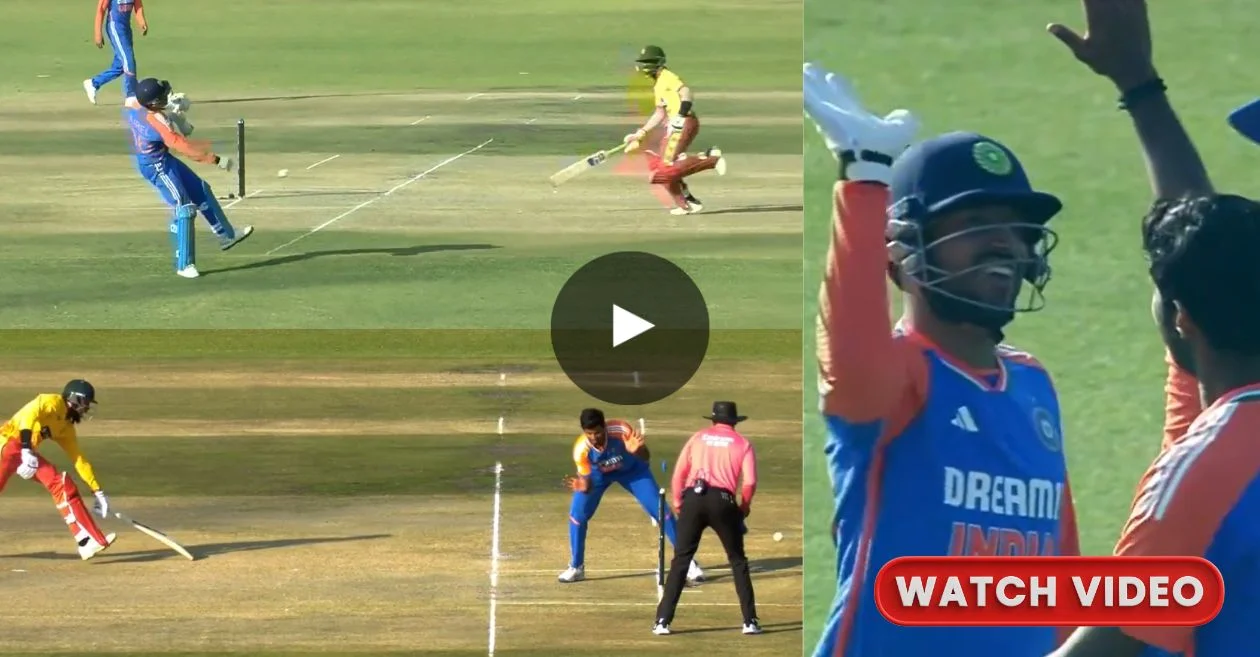 WATCH: Dhruv Jurel hits the bullseye to run out Wellington Masakadza in ZIM vs IND 2nd T20I