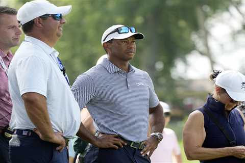 Tiger Woods spotted in crowd watching Charlie after little-known USGA rule blocked him from being..