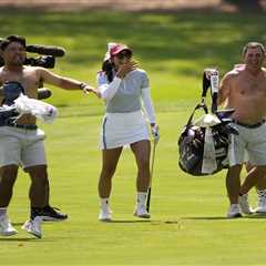 Fans say ‘never thought I’d see shirts off celebration in women’s golf’ as viewers stunned by..