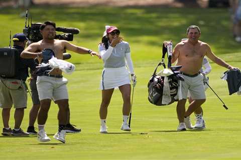 Fans say ‘never thought I’d see shirts off celebration in women’s golf’ as viewers stunned by..