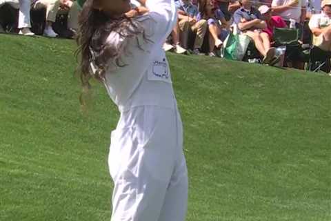 Masters star’s mystery Wag revealed to be huge golf star as she steals show with incredible shot at ..