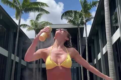 Golf Wag Jena Sims ‘test drives her bikinis for summer’ with fans unable to pick between skimpy..
