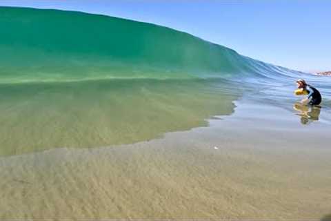 Scoring GLASSY jello waves with NO paddle out!